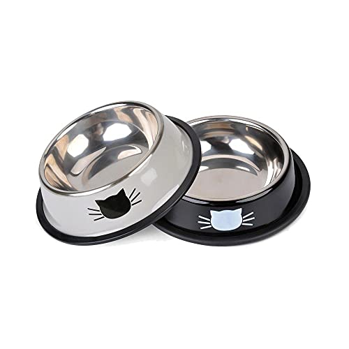 Näpfe Für Hunde Haustier Schüssel 2 Stück Hundekatze Schalen Edelstahl Reise Feeder Wasserschale Haustier Hund Welpen Katzen Outdoor Food Dish Pet Produkte Schwarz Weiß von ZNYLX