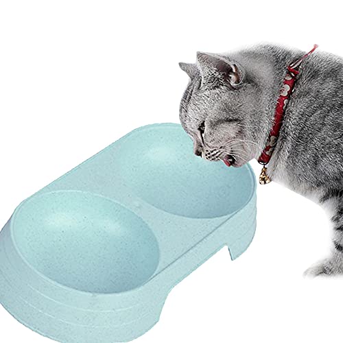 Näpfe Für Hunde Haustier Schüssel Double Pet Bowls Hundefutter Water Feeder Pet Drinking Dish Feeder Katzenwelpen Fütterungszubehör Kleine Hundezubehör Blau von ZNYLX