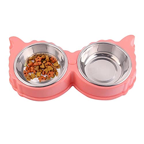 Näpfe Für Hunde Haustier Schüssel Große Doppel Hundenapf Edelstahl Wasserfutterschalen Feeder Lösung Für Hunde Katzen Haustierbedarf Pink von ZNYLX
