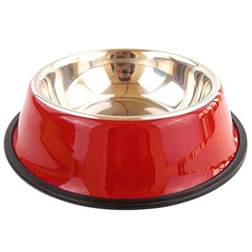 Näpfe Für Hunde Haustier Schüssel Pet Dog Bowl Katzenfutter Anti Skid Edelstahl Wasserfutterbehälter Kitten Dish Bowl Feeder Welpenfütterungswerkzeug Rot von ZNYLX