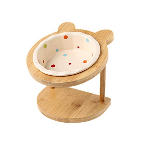 Näpfe Für Hunde Katzenschüssel Futterstation Hund Katzenschale Hundenapf Keramik Einzelschale Regal Katzengeschirr Katzenfutter Schüssel Hundefutter Schüssel Halswirbelsäule Pet Bowl-Beige von ZNYLX