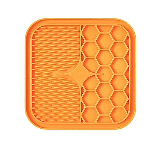 Näpfe Für Hunde Katzenschüssel Futterstation Hund Pet Lick Pad Silikon Tiernahrungsutensilien Sauger Lick Pad Slow Food Pad Anti Erstickungs Slow Food Bowl Dog Lick Pad Small Orange von ZNYLX