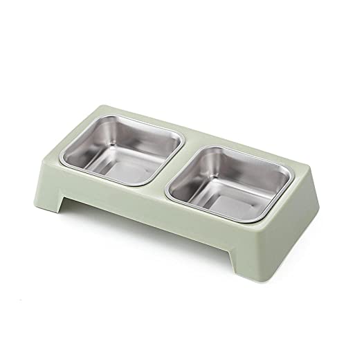 Näpfe Für Hunde Katzenschüssel Futterstation Hund Tierbedarf Square Double Bowl Tierschüssel Futterschale Tierbedarf Hundebedarf Grün von ZNYLX