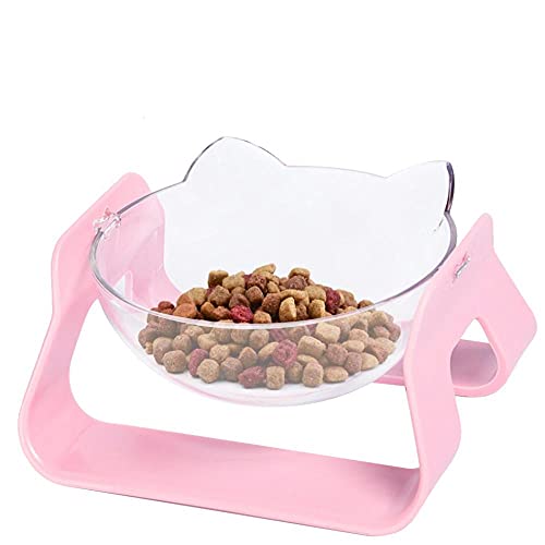 Personalisiert Hundenapf Futterstation Hundkatzenform Verstellbar Pet Cat Bowl Feeder Multi Winkel Cat Snacks Schüssel Mit Boden Für Hunde Katzen Pet Supplies Pink von ZNYLX