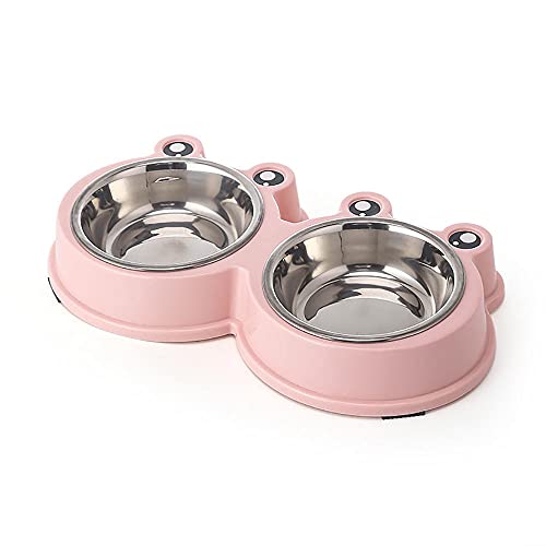 Personalisiert Hundenapf Futterstation Hundpet Bowls Hundefutter Wasser Feeder Edelstahl Pet Drinking Dish Feeder Katze Welpen Fütterungsbedarf Hundezubehör Pink von ZNYLX