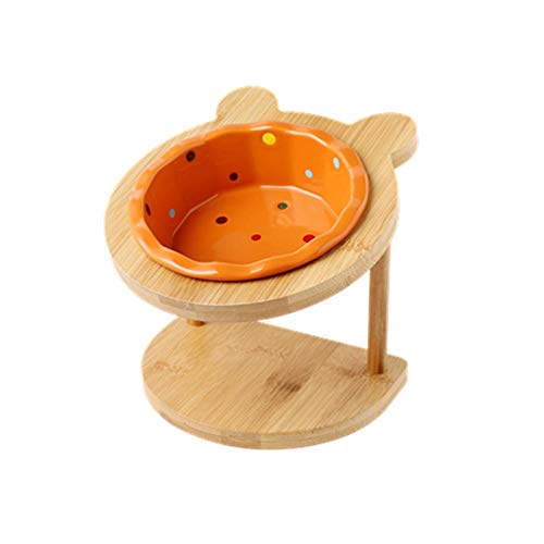 Personalisiert Hundenapf Hundenapf Katzenschale Hundenapf Keramik Einzelschale Regal Katzengeschirr Katzenfutter Schüssel Hundefutter Schüssel Schutz Der Halswirbelsäule Pet Bowl-Orange von ZNYLX