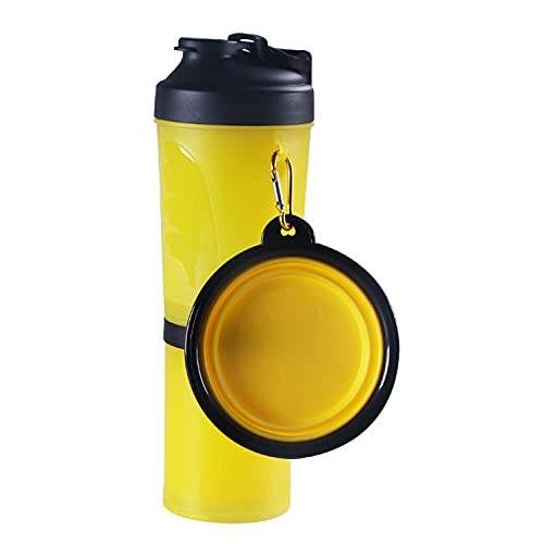 Personalisiert Hundenapf Hundenapf Pet Outdoor Zwei Wasserfutterbecher Tragbare Faltschale Wasserbecher Set Hundefutter Lagerung Wasserbecher Einzelbecher Einzelbecher-Gelb von ZNYLX