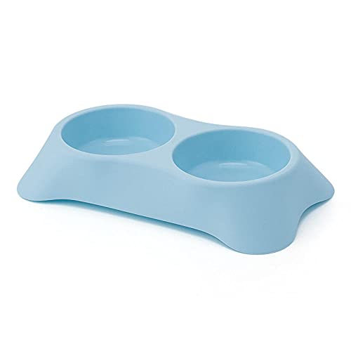 Personalisiert Hundenapf Hundenapf Pet Plastic Double Bowl Hundenapf Pet Food Bowl Katzenfutter Utensilien Mittelblau von ZNYLX