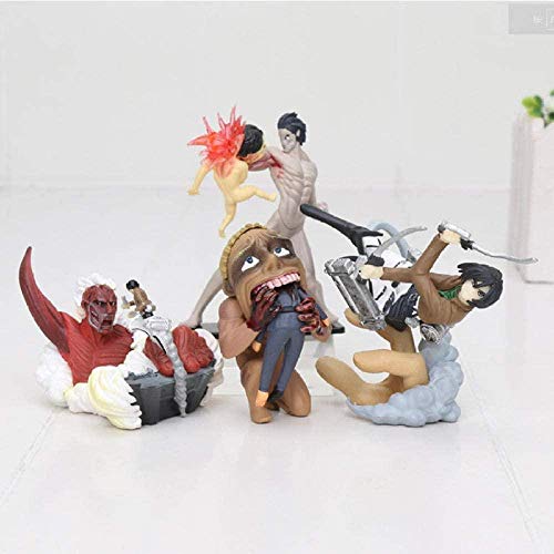 RGWSYTNIA Anime Modell Statue 4Pcs / Set Anime Angriff auf Titan Ei PVC Actionfiguren Sammlung Modell Spielzeug Puppen 6Cm Anime Geschenke Spielzeug Modell Kits von ZNYLX