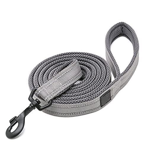 Robuste Hundeleine Graue Weiche Gepolsterte Hundeleine Reflektierendes Nylon Hundeleinen Hundeleine Für Haustiere 110Cm Länge Walking Training Rope L von ZNYLX