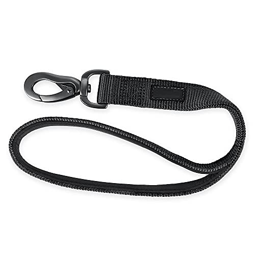 Starke Hundeleine Schwarze Nylon Hundeleine Walking Jogging Training Leinen Gepolsterter Kurzer Hundeleinengürtel Für Große Und Mittelgroße Hunde von ZNYLX