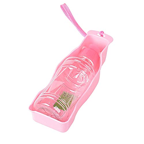 ZNYLX Haustier Katze Travel Trinkflasche Hundetrinkflasche Für Unterwegs Rosa Tragbare Haustier Hund Katze Wasserflasche Reisetassen Trinkschale Outdoor Feeder Hund Wasserspender 450Ml von ZNYLX