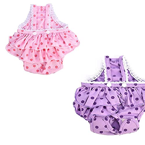 ZNYLX Hundewindeln Waschbare Hundewindeln 2 Stück Pet Dog Panties Strap Sanitär Verstellbarer Hund Dot Print Unterwäsche Windeln Physiologische Hosen S von ZNYLX