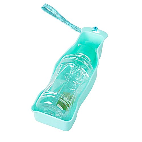 ZNYLX Tragbare Hund Wasserflasche Hunde Reise Wasserflasche Grüne Tragbare Haustier Hund Katze Wasserflasche Reisetassen Trinkschale Outdoor Feeder Hund Wasserspender 450Ml von ZNYLX