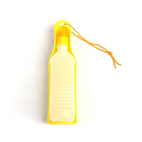 ZNYLX Tragbare Hund Wasserflasche Hunde Reise Wasserflasche Yellow Pet Dog Wasserflasche Tragbare Wasserflasche Haustiere Outdoor Travel Trinkwasserzufuhr Schüssel Faltbar 500Ml von ZNYLX