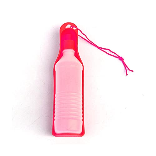 ZNYLX Wasserflaschen Für Hunde Tragbare Haustier Trinkflasche Red Pet Dog Wasserflasche Tragbare Wasserflasche Haustiere Outdoor Travel Trinkwasserzufuhr Schüssel Faltbar 500Ml von ZNYLX