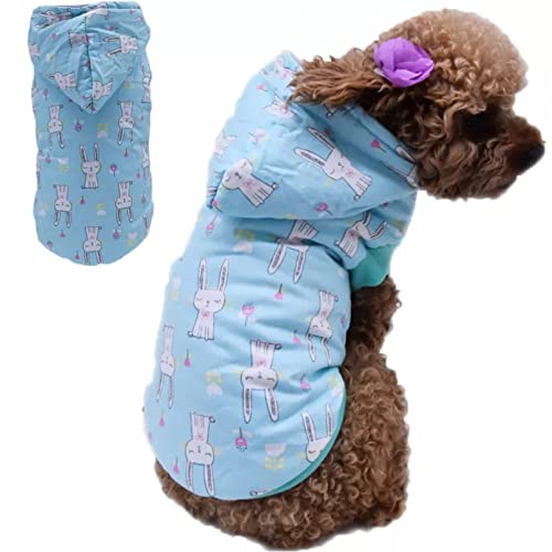 ZNZT Hundekleidung Futter Warme Hundebekleidung Winter Welpen Mäntel Mit Kapuze Kaninchen Print Jacke Weste Winddichte Kleine Hundemäntel Halloween von ZNZT