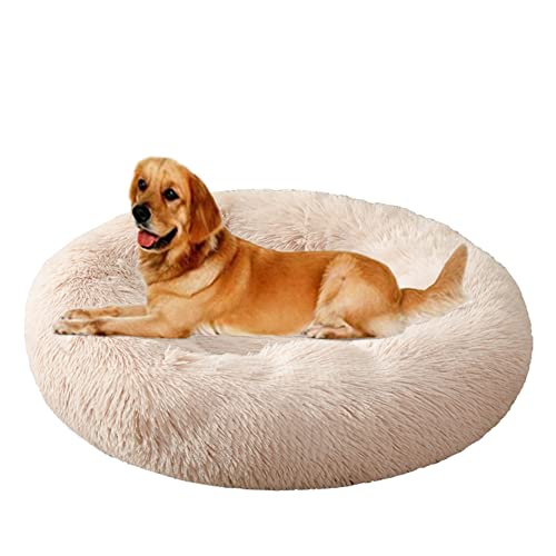 Beruhigendes Hundebett, lindert Angstzustände, Plüsch, bequem, warmes Hundebett, Haustiernest, rutschfest, Kuschelhütte, weiches Welpensofa, verbessertes Schlafen, rundes Haustierbett (Ø80 cm, Beige) Beruhigendes Hundebett, lindert Angstzustände, Plüsch, bequem, warmes Hundebett, Haustiernest, rutschfest, Kuschelhütte, weiches Welpensofa, verbessertes Schlafen, rundes Haustierbett (Ø80 cm, Beige) von ZOCIS
