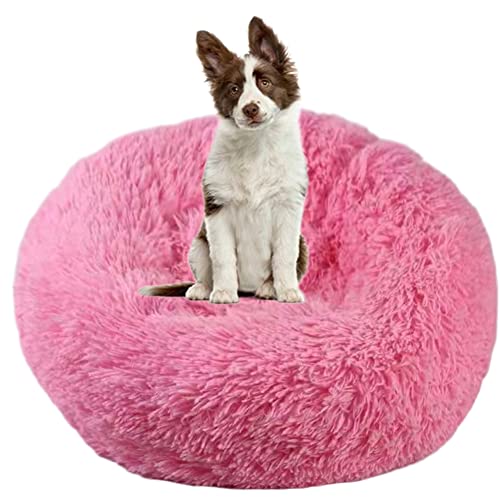Beruhigendes Hundebett für Welpen, Kätzchen, Donut-Bett – rundes Haustierbett mit rutschfester Unterseite, großes Hundebett, Anti-Angst, verbessertes Schlafen – kuscheliges Plüsch-Hundebett, waschbar, Ø110 cm, Rosa 2 Beruhigendes Hundebett für Welpen, Kätzchen, Donut-Bett – rundes Haustierbett mit rutschfester Unterseite, großes Hundebett, Anti-Angst, verbessertes Schlafen – kuscheliges Plüsch-Hundebett, waschbar, Ø110 cm, Rosa 2 von ZOCIS