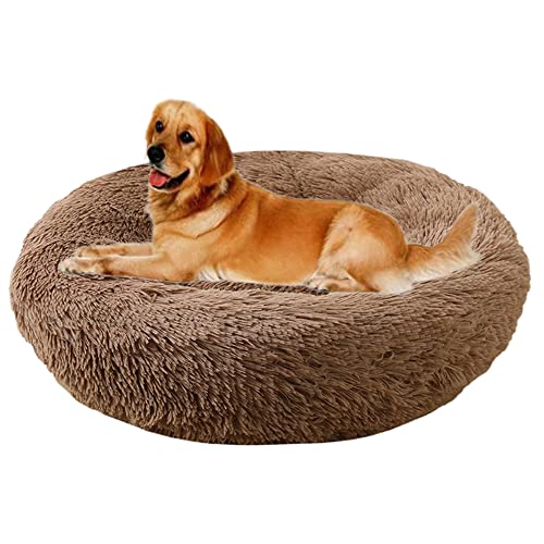 Beruhigendes Hundebett zur Linderung von Angstzuständen, Plüsch, bequem, warmes Hundebett, Haustiernest, rutschfest, Kuschelhütte, weiches Welpensofa, verbessertes Schlafen, rundes Haustierbett (Ø70 cm, Khaki) Beruhigendes Hundebett zur Linderung von Angstzuständen, Plüsch, bequem, warmes Hundebett, Haustiernest, rutschfest, Kuschelhütte, weiches Welpensofa, verbessertes Schlafen, rundes Haustierbett (Ø70 cm, Khaki) von ZOCIS