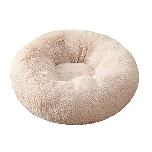 Beruhigendes rundes Hundebett, flauschig, gemütlich, Kunstfell, Haustierbett, Kuschelhütte, Donut-Hundebett mit rutschfester Unterseite, waschbar, für kleine, mittelgroße und große Katzen/Hunde – Ø 100 cm, Beige Beruhigendes rundes Hundebett, flauschig, gemütlich, Kunstfell, Haustierbett, Kuschelhütte, Donut-Hundebett mit rutschfester Unterseite, waschbar, für kleine, mittelgroße und große Katzen/Hunde – Ø 100 cm, Beige von ZOCIS
