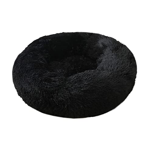 Beruhigendes rundes Hundebett, flauschig, gemütlich, Kunstfell, Haustierbett, Kuschelhütte, Donut-Hundebett mit rutschfester Unterseite, waschbar, für kleine, mittelgroße und große Katzen/Hunde – Ø 140 cm, Schwarz Beruhigendes rundes Hundebett, flauschig, gemütlich, Kunstfell, Haustierbett, Kuschelhütte, Donut-Hundebett mit rutschfester Unterseite, waschbar, für kleine, mittelgroße und große Katzen/Hunde – Ø 140 cm, Schwarz von ZOCIS