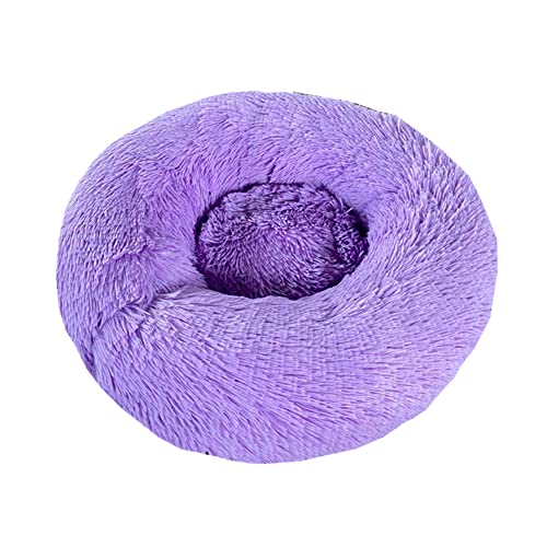 Beruhigendes rundes Hundebett, flauschig, gemütlich, Kunstfell, Haustierbett, Kuschelhütte, Donut-Hundebett mit rutschfester Unterseite, waschbar, für kleine, mittelgroße und große Katzen/Hunde – Ø 80 cm, Violett Beruhigendes rundes Hundebett, flauschig, gemütlich, Kunstfell, Haustierbett, Kuschelhütte, Donut-Hundebett mit rutschfester Unterseite, waschbar, für kleine, mittelgroße und große Katzen/Hunde – Ø 80 cm, Violett von ZOCIS