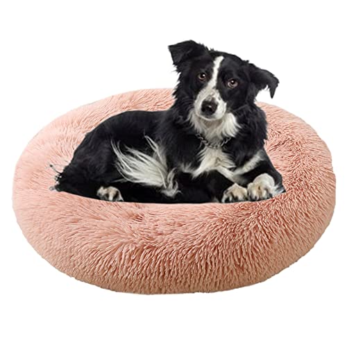 Calming Cuddler Hundebett Donut Haustierbett Anti-Rutsch-Unterseite Flauschiges Plüsch-Hundebett Sofa Haustierbett Selbstwärmendes Kunstfell Rundes Hundebett Anti-Angstbett für große, mittelgroße Hunde, Katzen, Ø110 cm, Rosa 32 DE Calming Cuddler Hundebett Donut Haustierbett Anti-Rutsch-Unterseite Flauschiges Plüsch-Hundebett Sofa Haustierbett Selbstwärmendes Kunstfell Rundes Hundebett Anti-Angstbett für große, mittelgroße Hunde, Katzen, Ø110 cm, Rosa 32 DE von ZOCIS