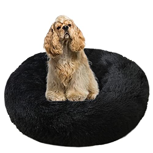Cuddler Plüsch-Hundebett, beruhigend, Anti-Angst, extra groß, weiches, warmes Haustiernest, Sofa mit rutschfester Unterseite, rundes Haustierkissen, Welpenbett, verbessertes Schlafen, (Ø 110 cm, schwarz) Cuddler Plüsch-Hundebett, beruhigend, Anti-Angst, extra groß, weiches, warmes Haustiernest, Sofa mit rutschfester Unterseite, rundes Haustierkissen, Welpenbett, verbessertes Schlafen, (Ø 110 cm, schwarz) von ZOCIS
