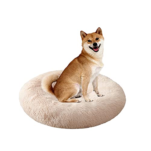 Donut Haustierbett, rundes Pelz, extra groß, waschbar, Welpen- und Katzenbett, beruhigendes Hundebett mit rutschfester Unterseite, Anti-Rutsch-Unterseite, weiches Kuschelkissen, Hundematte, 120 cm, von ZOCIS