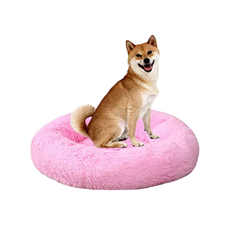 ZOCIS Donut Haustierbett, rundes Fell-Hundebett, extra groß, waschbar, für Welpen, Katzen, beruhigendes Hundebett mit rutschfester Unterseite, Anti-Angst, weiches Kuschelkissen, Hundematte, 130 cm, von ZOCIS