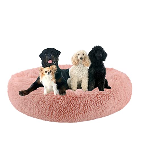 ZOCIS Donut-Haustierbett mit rutschfester Unterseite, flauschiges, gemütliches Plüsch-Hundebett, beruhigendes Hunde-/Welpenbett, kuscheliges rundes Haustierbett, Kissen für mittelgroße und große von ZOCIS