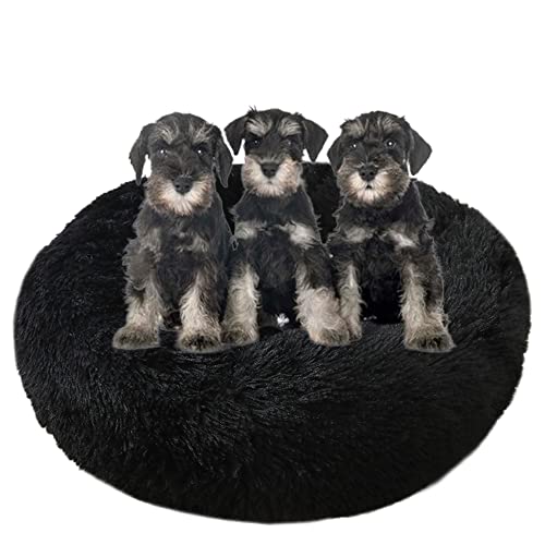 Großes beruhigendes Hundebett, waschbar, rutschfeste Unterseite, Donut-Haustierbetten, Anti-Angst, warmes Welpen-Kuschelbett, rundes Hundebett, Kissen für verbesserten Schlaf, Ø90 cm, Schwarz Großes beruhigendes Hundebett, waschbar, rutschfeste Unterseite, Donut-Haustierbetten, Anti-Angst, warmes Welpen-Kuschelbett, rundes Hundebett, Kissen für verbesserten Schlaf, Ø90 cm, Schwarz von ZOCIS
