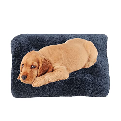 Hundematte Pad Waschbar Gemütliche Plüsch Hundebox Bett Matte mit rutschfester Unterseite Hundebett Matratze Anti-Angst Hundekissen Matten Abnehmbarer Bezug Haustierbett Pad,70 cm x 50 cm x 8 cm,Schwarz von ZOCIS