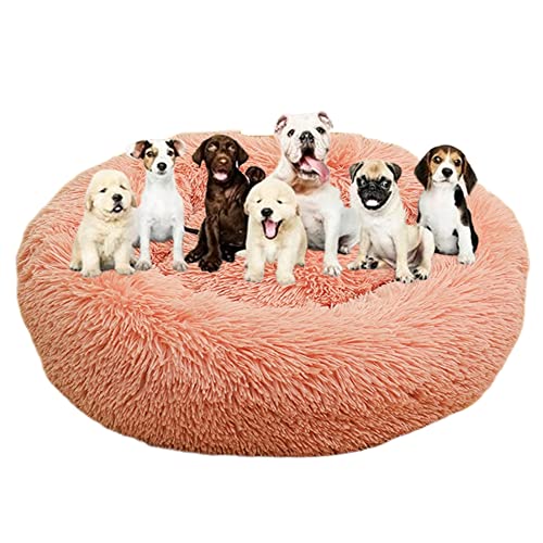 Langes Plüsch-Donut-Hundebett für große Hunde, bequemes, flauschiges Haustierbett, Kissenmatte mit rutschfester Unterseite, beruhigendes Hundebett, waschbar, Anti-Angst-Welpenbett, Ø 130 cm, Rosa Langes Plüsch-Donut-Hundebett für große Hunde, bequemes, flauschiges Haustierbett, Kissenmatte mit rutschfester Unterseite, beruhigendes Hundebett, waschbar, Anti-Angst-Welpenbett, Ø 130 cm, Rosa von ZOCIS