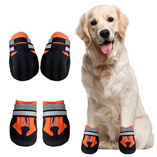 Hundeschuhe, Schutzstiefel, 4 Stück, wasserdichte Hundeschuhe mit zwei verstellbaren sicheren reflektierenden Riemen, Outdoor-Potenschutz für kleine, mittelgroße und große Hunde (M) von ZOKBOM