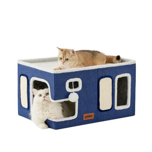 ZOMISIA Extra breites Katzenhaus für Hauskatzen – großes Katzenhaus für Haustiere mit flauschigem Ball zum Aufhängen und Kratzkissen, faltbares Katzenversteck für mehrere Katzen, 58,4 x 41,9 x 33 cm, ZOMISIA Extra breites Katzenhaus für Hauskatzen – großes Katzenhaus für Haustiere mit flauschigem Ball zum Aufhängen und Kratzkissen, faltbares Katzenversteck für mehrere Katzen, 58,4 x 41,9 x 33 cm, von ZOMISIA