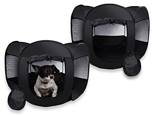 Zone Tech Tragbares faltbares Haustier-Laufstall-Zelt – mittlere Größe Premium-Qualität Indoor Outdoor Mesh Open Air Übung Pop-Up Spielzelt für Hunde und Katzen (2) von ZONETECH