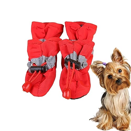 ZONEWD Hundeschuhe für kleine Hunde,4 Stück Hunde-Regenstiefel, Hundeschuhe | Hundestiefel und Pfotenschutz, wasserdichter Hundepfotenschutz mit verstellbarem Kordelzug, Hundeschuhe für heißes von ZONEWD