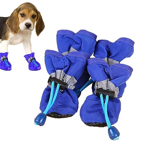 ZONEWD Hundeschuhe für kleine Hunde | 4 Stück Haustierschuhe Hunderegenstiefel | Hot Pavement Hundestiefel und Pfotenschutz mit verstellbarem Kordelzug, wasserdichter Hundeschuh für Haustiere, Katzen von ZONEWD