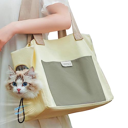 ZONEWD Katzen-Reisetasche - Atmungsaktive Haustier-Schultertaschen aus Segeltuch,Multifunktionale Outdoor-Tragetasche mit großem Fassungsvermögen für kleine Hunde und Tiere von ZONEWD