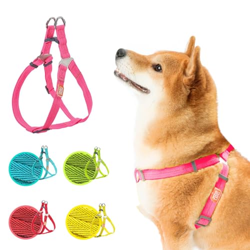 ZOOLAND Anti Zieh Geschirr Hund, Hundegeschirr, einstellbar und sicher mit Metallschnallen, einfache Hundehalfter für kleine, mittelgroße und große Hunde, am für Training und Spaziergänge, Rosa L von ZOOLAND