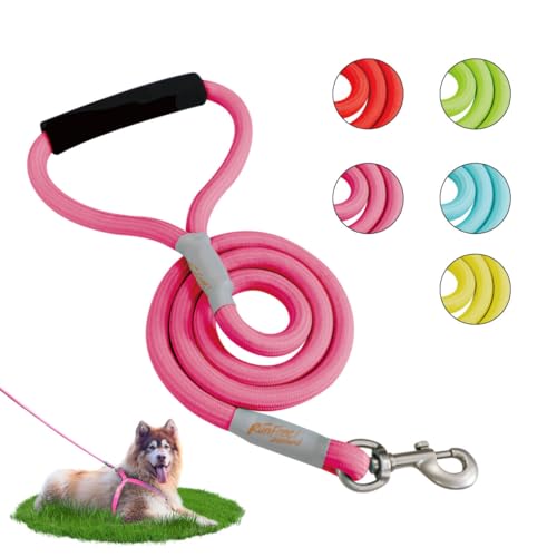 ZOOLAND Hundeleine mit bequemen gepolsterten Griff, robuste Hundeleine zum Trainieren und Gassi gehen, 135cm Führleine aus weichem Nylon fürWelpen, kleine Hunde und große Hunde, Rosa L von ZOOLAND