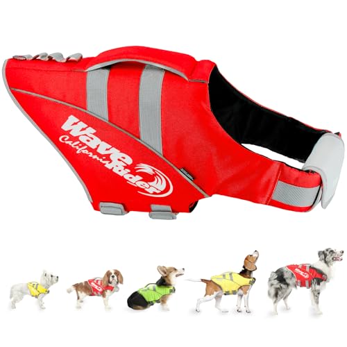 ZOOLAND Schwimmweste Hund，Hund Schwimmweste mit Hervorragendem Auftrieb, Einstellbar & Langlebig ，reflektierender Lebensretter für kleine, mittlere und große Hunde, XXL, Rot von ZOOLAND