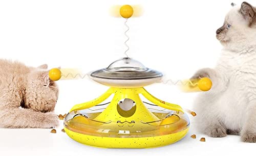 ZOOPIE Cat Catnip Toys, Cat Tracks Toy Roller, Windmill Turntable Cats Toys Kitten Teaser Stick Balls Kitty Ball Food Dispenser, Interactive Pet Supplies for Indoor Birthday Gift/576 (Color : Yellow) von ZOOPIE