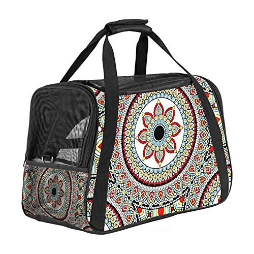 Tragbare Haustier-Reisetasche, von Fluggesellschaften zugelassen, Seesack für Katze, Hund, Kaninchen, mit weichen Seiten, Mandala, psychedelischer Henna-Druck von ZORE_FINE5