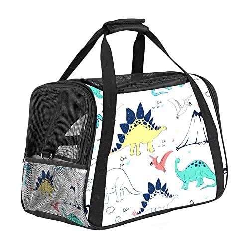 Tragbare Haustier-Reisetasche, von Fluggesellschaften zugelassene Duffle-Taschen für Katzen, Hunde, Kaninchen, mit weichem Dinosaurier-Muster bedruckt von ZORE_FINE5