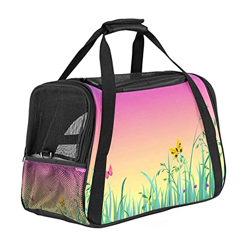 Tragbare Haustier-Reisetasche, von Fluggesellschaften zugelassene Duffle-Taschen für Katzen, Hunde, Kaninchen, mit weichem Himmel-Gras-Aufdruck von ZORE_FINE5