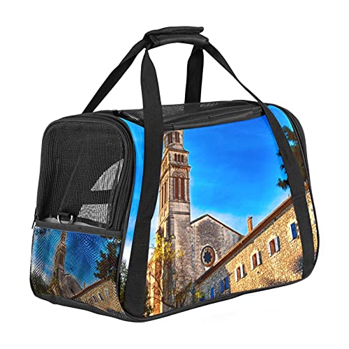 Tragbare Haustier-Reisetasche, von Fluggesellschaften zugelassene Duffle-Taschen für Katzen, Hunde, Kaninchen, mit weichem Kirchen-Aufdruck von ZORE_FINE5