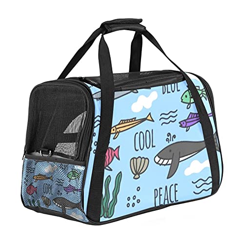 Tragbare Haustier-Reisetasche, von Fluggesellschaften zugelassene Duffle-Taschen für Katzen, Hunde, Kaninchen, mit weichem Ozeanfisch-Muster bedruckt. von ZORE_FINE5